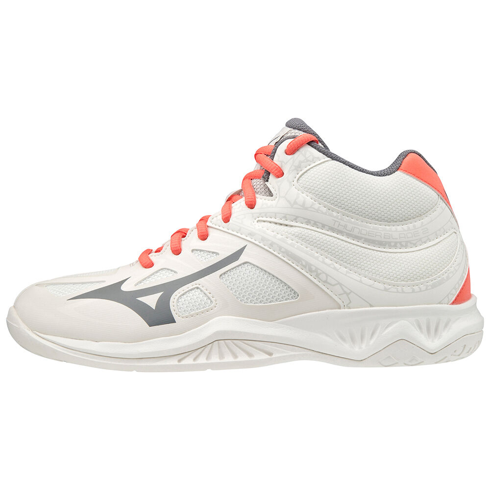 Zapatillas Voleibol Mizuno Thunder Blade 2 Mid Mujer Blancas/Coral Comprar RAQF-82043